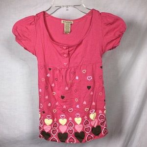 One Clothing Girls Pink Graphics Hearts Tie Back